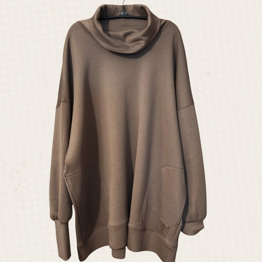 Free People Brown Cowl Neck Sweatshirt